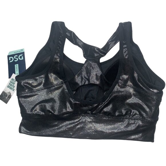 DSG Women's Black Metallic Sports Bra Racerback. Size Large - Picture 5 of 13